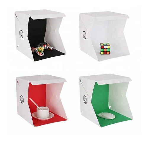Imagen 2 de 7 de Caja De Luz O Mini Estudio Fotográfico Con Tira Led Y Fondos