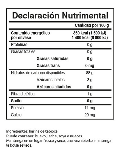Imagen 2 de 4 de Harina Sin Gluten De Tapioca Clementina