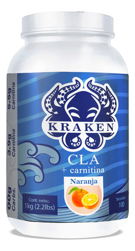 Cla + Carnitina 1kg Kraken 100 Servs Pre Entreno Sabores Naranja