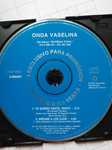 Onda Vaselina - Te Quiero Tanto, Tanto. Cd