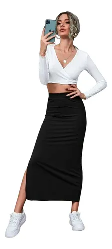 Saia Midi Social Modelo Envelope Canelada Plus Size 2 Un. Frete