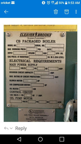 Caldera Caldero Cleaver Brooks 800 Hp