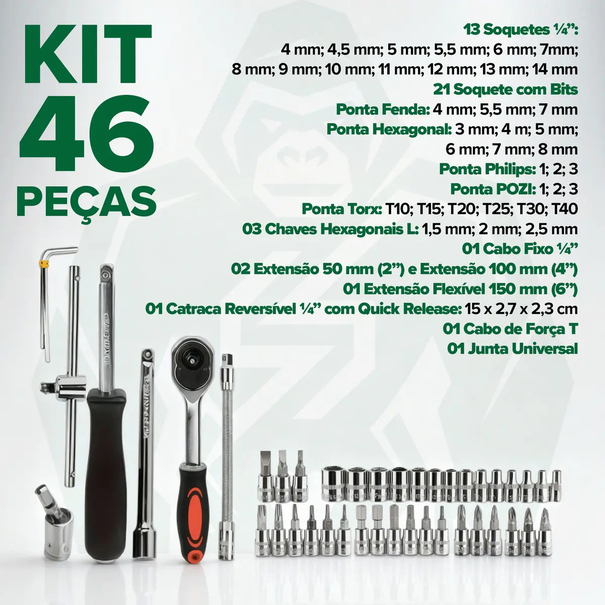 Jogo De Soquete S Siqueira Aço Crv 1/4 Catraca Chave Allen Fenda Philips Com Maleta Kit 46 Peças... 5