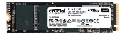 Disco sólido SSD interno Crucial CT500P1SSD8 500GB