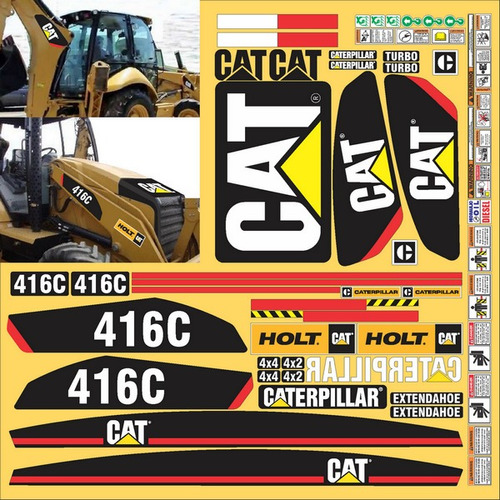 Calcomanías Caterpillar 416c Moderna Con Preventivos Origi.