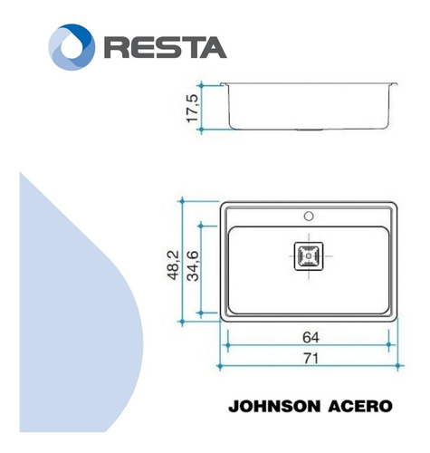 Johnson Pileta De Cocina Simple Quadra Max Acero 304 Q71a