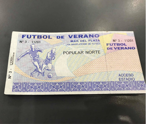 Entradas Antigua De Fútbol De Verano Mar Del Plata Talonario