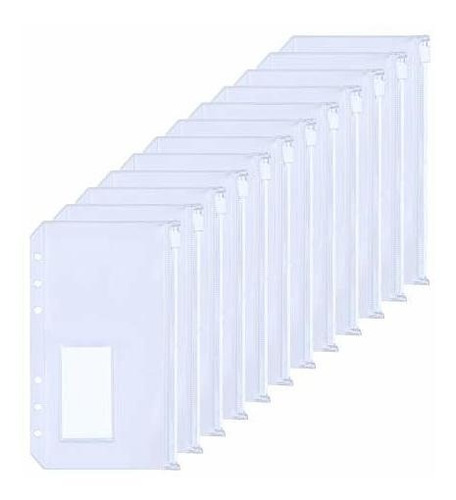 Hautoco 12pcs A5 Zipper Binder Pockets With Label L3src