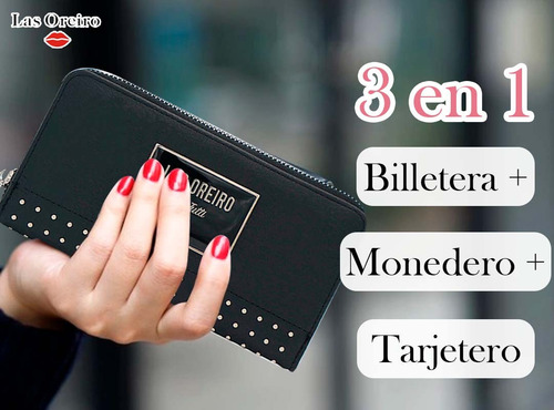 Imagen 6 de 10 de Billetera Fichero Tarjetero Miss Unique Mujer Tachas Diseño