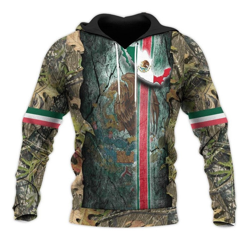 Sudadera Con Capucha Mexico Camo Art Escudo De Armas Sudader