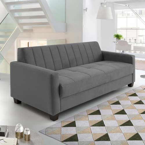 Sofá Fixo 3 Lugares 180cm Bilbao Cinza Ge
