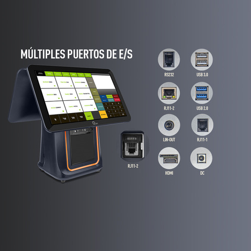 Qian Impresora Termica Con Lecto De Codigo De Barras, Pantalla Touch 15.6 , 80 Mm, Android 11, 1D/2D Wifi/Bluetooth/Rj-45, Para Punto de Venta, Restaurante, Tiendas, Qos-a09tc-01