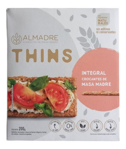 Almadre Thins Galletas De Masa Madre Integrales, Caja X 200g