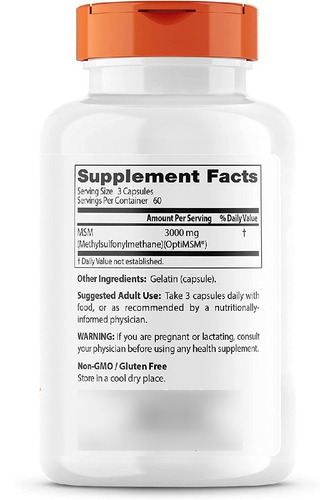Metilsulfonilmetano Msm 1000 Mg Doctor's Best 180 Capsulas