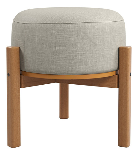 Puff Decorativo Multifuncional Com Mesa Pill Linho Cru