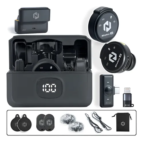 Microfone Combo Duplo Magnética Sem Fio Redução De Ruído J6