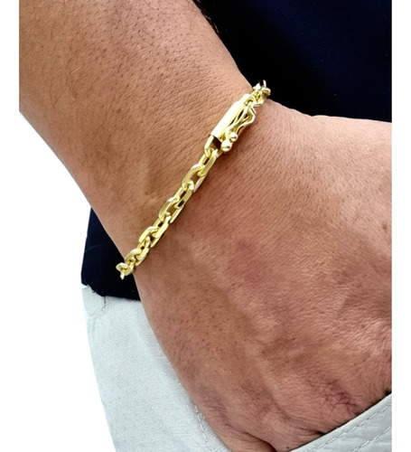 Pulseira Masculina 6,5mm 17gr Fecho Gaveta Banhada A Ouro18k Comprimento 21 Cm Cor - Diâmetro 65 Cm