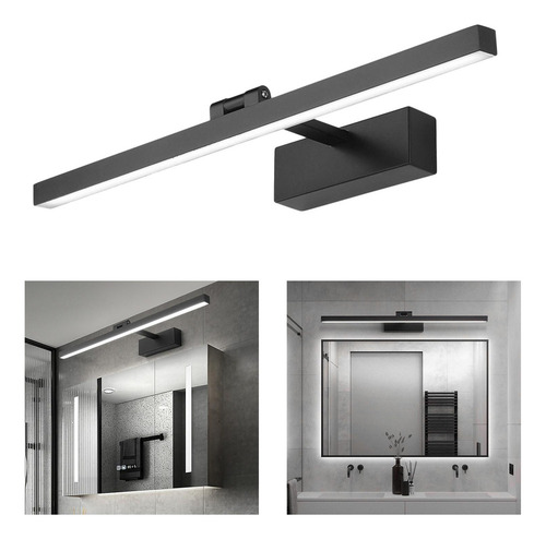Luz De Espejo Led Baño 9w / Los 40cm 9w Luz Blanca Negra