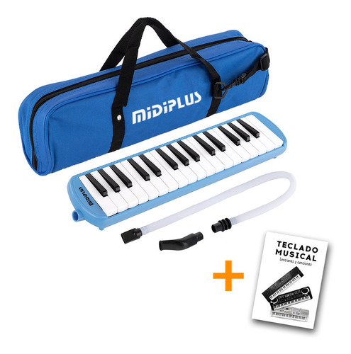 Imagen 1 de 10 de Flauta Melódica Midiplus 32 Teclas Con Funda Y Boquilla Azul