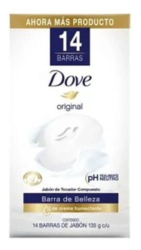 Imagen 1 de 5 de Jabón Corporal Dove En Barra C/ Crema Humectante 14 Pzs Full