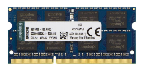 Imagen 1 de 2 de Memoria RAM ValueRAM  8GB 1 Kingston KVR16S11/8