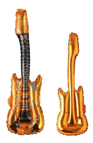Imagen 2 de 5 de Pack 4 Globos Metalizados Guitarras Fiesta Cumpleaños