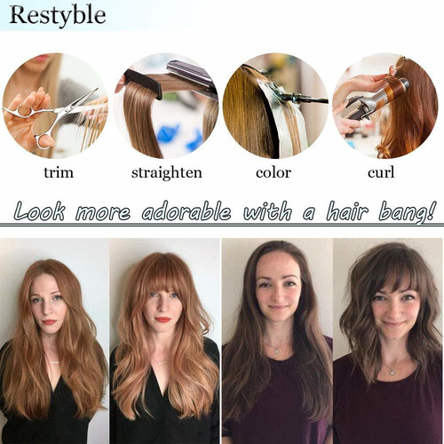 Clip Flequillo Extensiones Cabello Humano Real Marrón Claro