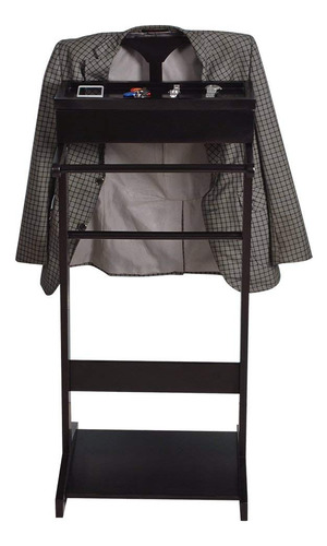 Blackportable Clothes Rack Mdf Valet Stand With Storage Tray