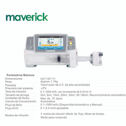 Imagen 4 de 8 de Bomba De Infusión Jeringa Maverick Sp-50 Premium