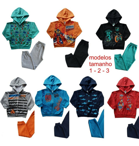 3 Conjunto Moletom Infantil Menina Menino Inverno Atacado