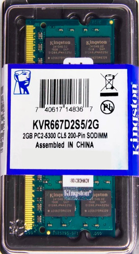 Memória RAM ValueRAM color verde  2GB 1 Kingston KVR667D2S5/2G