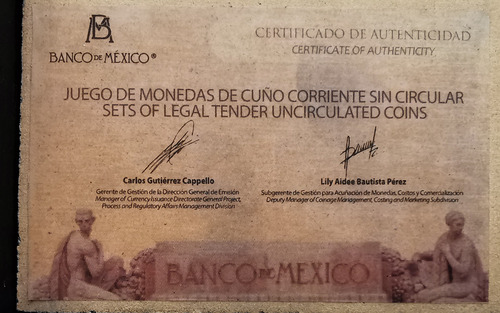 Cuadro Banxico Cuño Corriente Monedas Unc 1984 Certificado