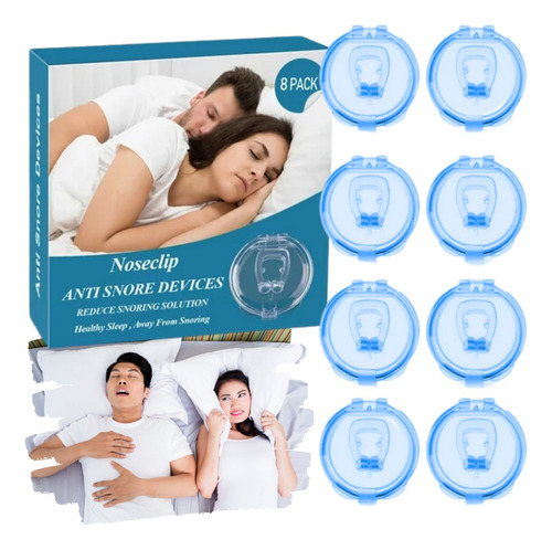 Kit 8 Clip Nasal Anti Ronquido Silicona Mejora Respiración