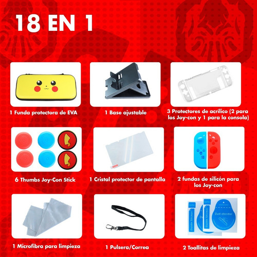 Imagen 3 de 8 de Kit Nintendo Switch Estuche Protector Accesorios Mica