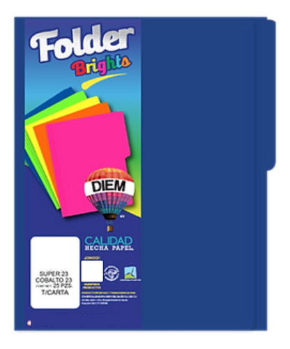 Folder Tamaño Carta Colores Brillantes 25 Pzas Color Super Cobalto