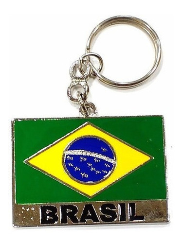 Kit 25 Chaveiros Bandeira Do Brasil Em Metal 5x4cm Souvenir