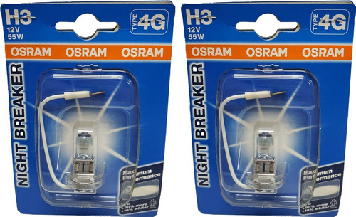Osram H3 Night Breaker 12v 55w Original 90% + Luz (pack 2)