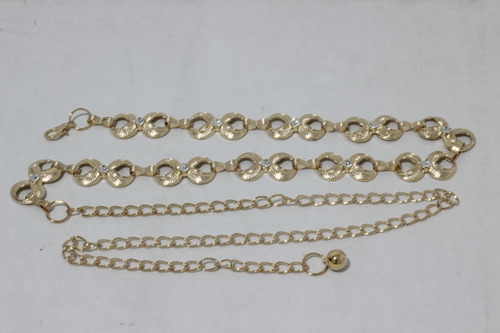 Imagem 2 de 4 de Cinto Feminino De Metal Dourado Com Strass