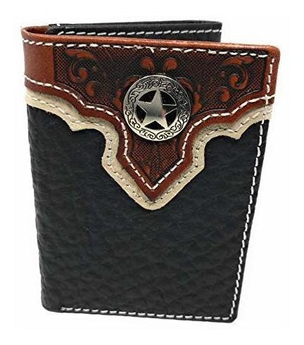 Western Tooled Genuine Leather Star Hombres Corto Mk46l