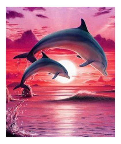 1 Diamond Painting Delfines Al Atardecer 20x25 Arte Diamante