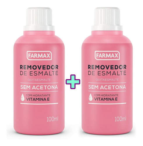 Kit 2 Removedor Esmalte Sem Acetona Hidratante Farmax 100ml