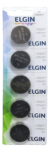 Bateria Moeda Cr2477 3v Pilha Lithium Elgin Com 5 Unidades