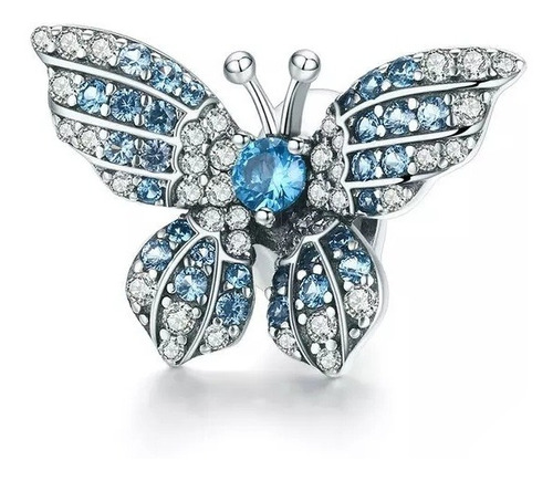 Charm Mariposa Azul Para Pulsera Plata 925 Joya Mujer 