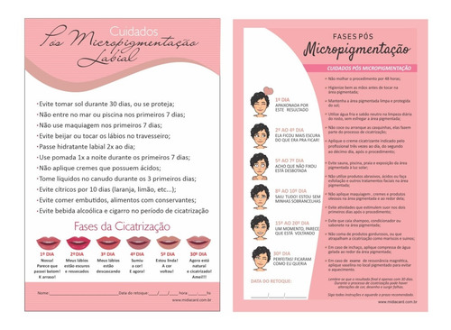Imagem 6 de 7 de 2kit Ficha Micropigmentação Personalizada + Cuidados Cliente