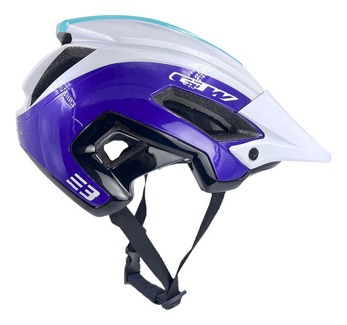 Casco Bicicleta Gw E3 Blanco Morado-verde Enduro Mtb