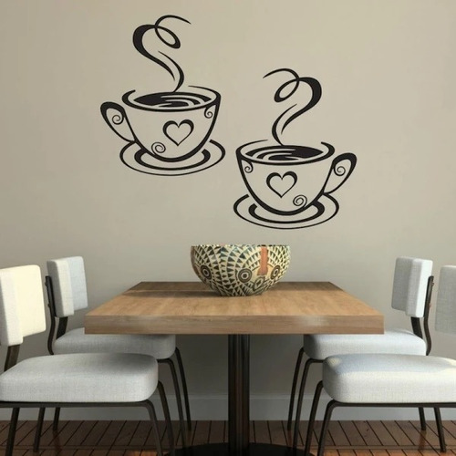 Vinilo Decorativo Pared Tazas De Café Negro