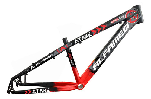 Quadro De Bicicleta Aro 26 Alfameq Atake Freeride Aluminio Cor Preto Com Vermelho