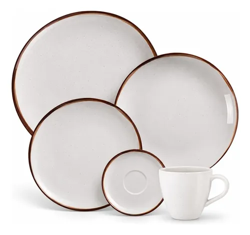 Aparelho De Jantar Tramontina Canyon Porcelana 20 Peças Pardo Lisa