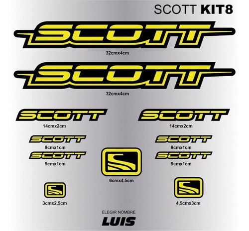 Scott Kit8 Sticker Calcomania Para Cuadro De Bicicleta Bici