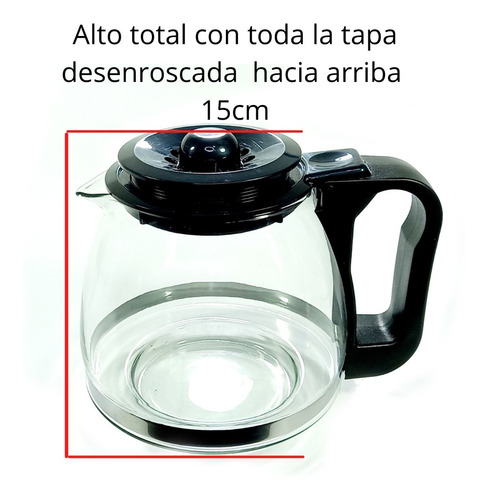Imagen 4 de 10 de Vaso Jarra Conico De Vidrio Para Cafetera Tapa Regulable